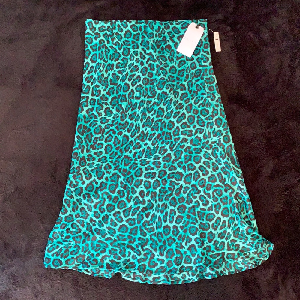 NWT Leith Teal Leopard Skirt